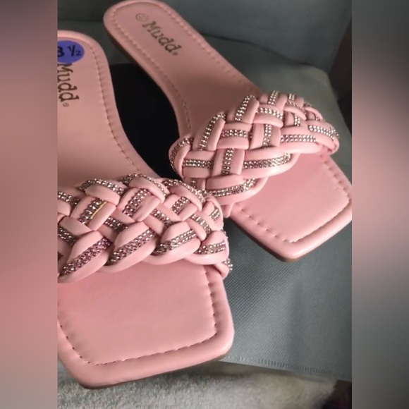 NWOB MUDD Pink With Diamond Woven Leather Squared Toe Slip On Size 8.5 - Picture 3 of 9